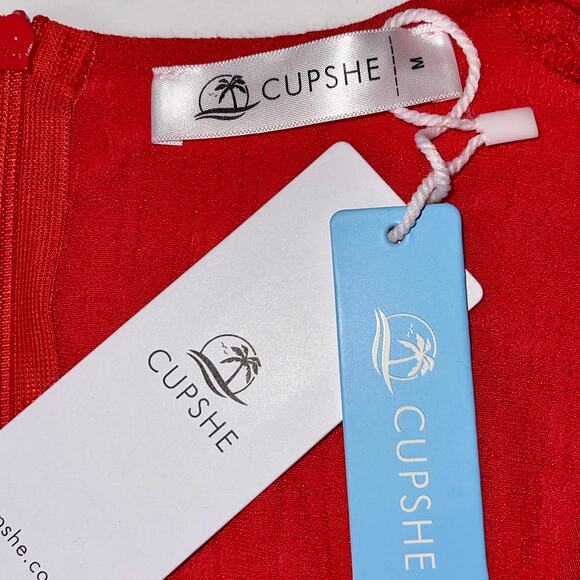 Cupshe Long Sleeve Mini Dress Red Medium NEW - Picture 5 of 12